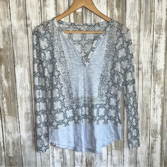 Lucky Brand Tops - Lucky Brand Light Blue Boho Bandana Long Sleeve